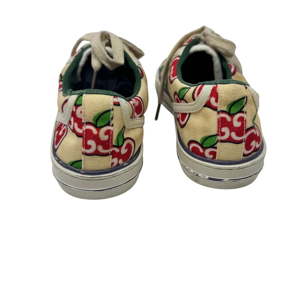 Gucci Tennis 1977 Ivory Canvas GG Apple Print Web Stripe Sneakers 40 - Picture 6 of 9